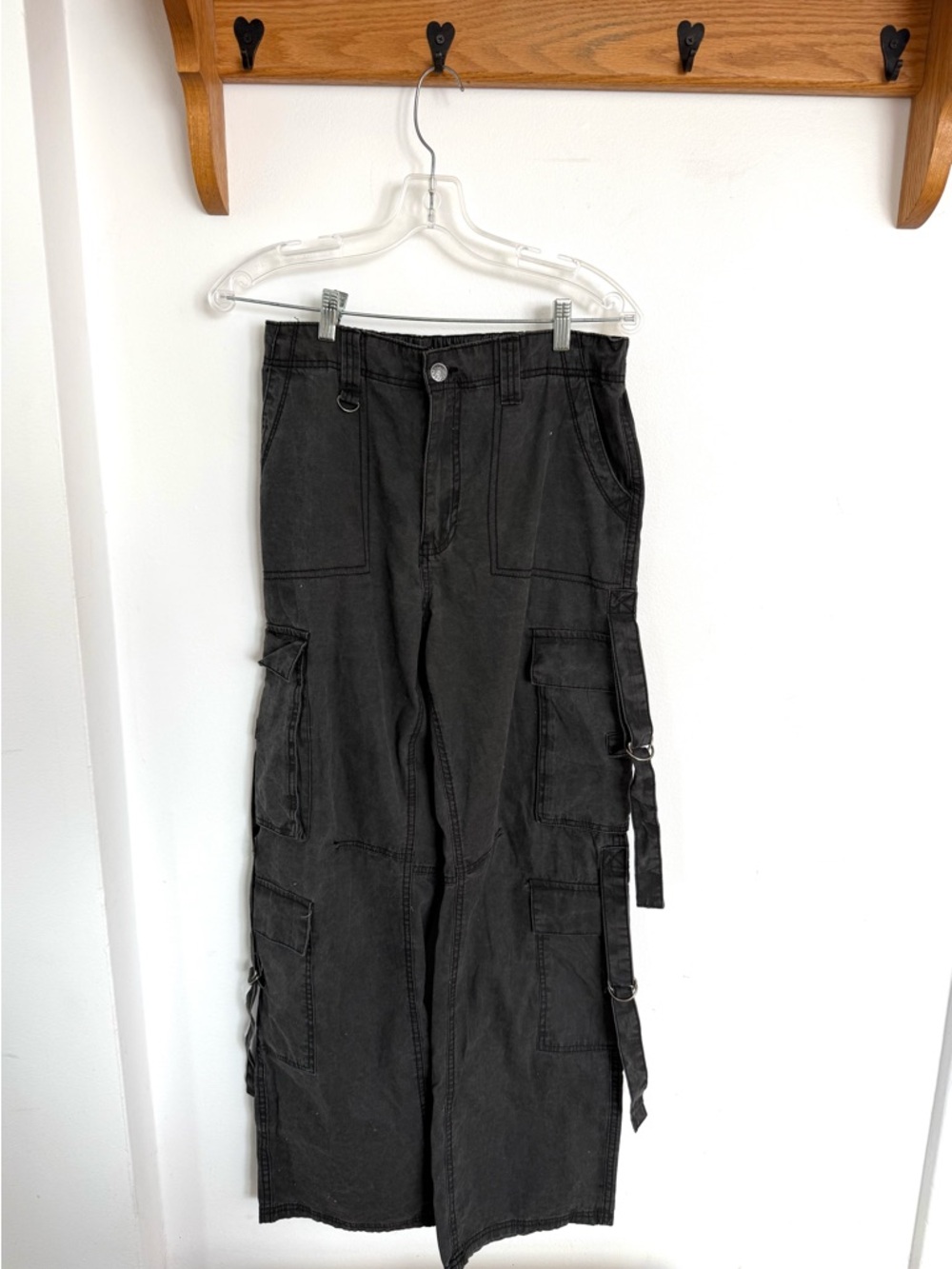 Black Wide Leg Cargo Pants